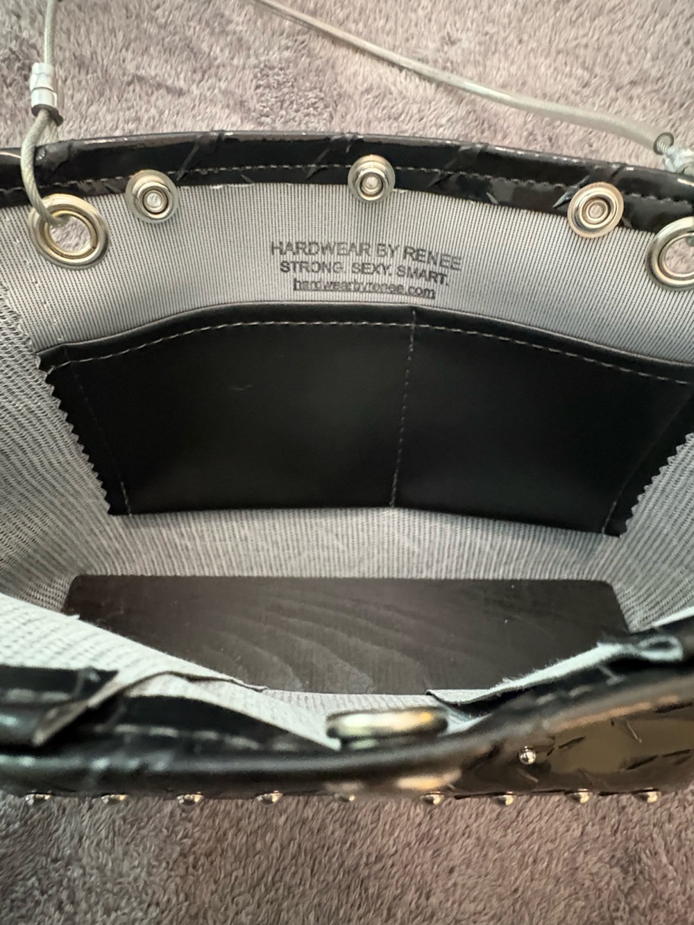 Hardware by Renee Black Patent Tote with Silver Hoop Handles - Picture 4 of 10